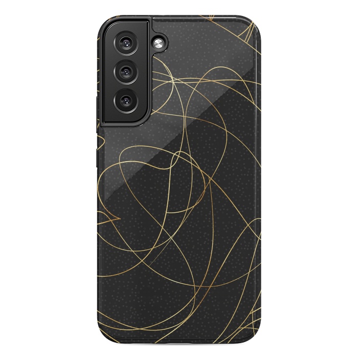 Galaxy S22 plus StrongFit Modern Gold Line Art Gray Dots Abstract Design by InovArts