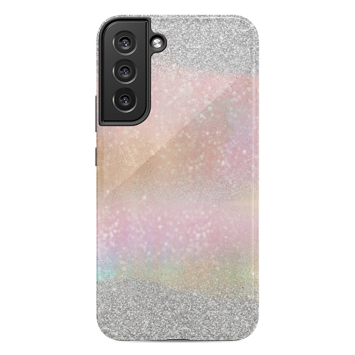 Galaxy S22 plus StrongFit Elegant Silver Gold strokes rainbow glow Glitter abstract image by InovArts