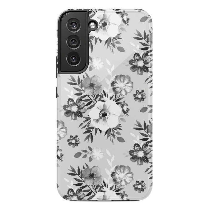 Galaxy S22 plus StrongFit Black and white ink painted flowers by Oana 
