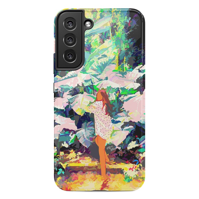 Galaxy S22 plus StrongFit Live Quietly In a Corner Of Nature, Modern Bohemian Woman Jungle Forest Eclectic Painting by Uma Prabhakar Gokhale