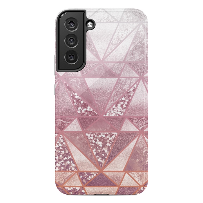 Galaxy S22 plus StrongFit Pink and rose gold gradient glitter tiles by Oana 