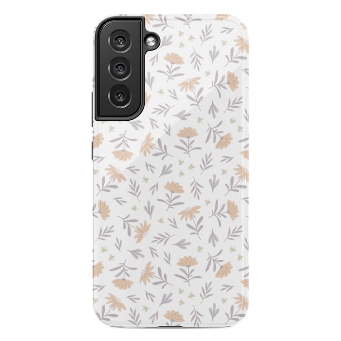 Galaxy S22 plus StrongFit Beige flowers on a white by Alena Ganzhela