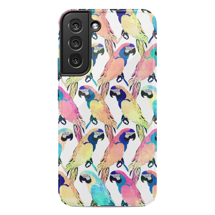 Galaxy S22 plus StrongFit Modern Colorful Exotic Parrot Birds Watercolor Paint by InovArts