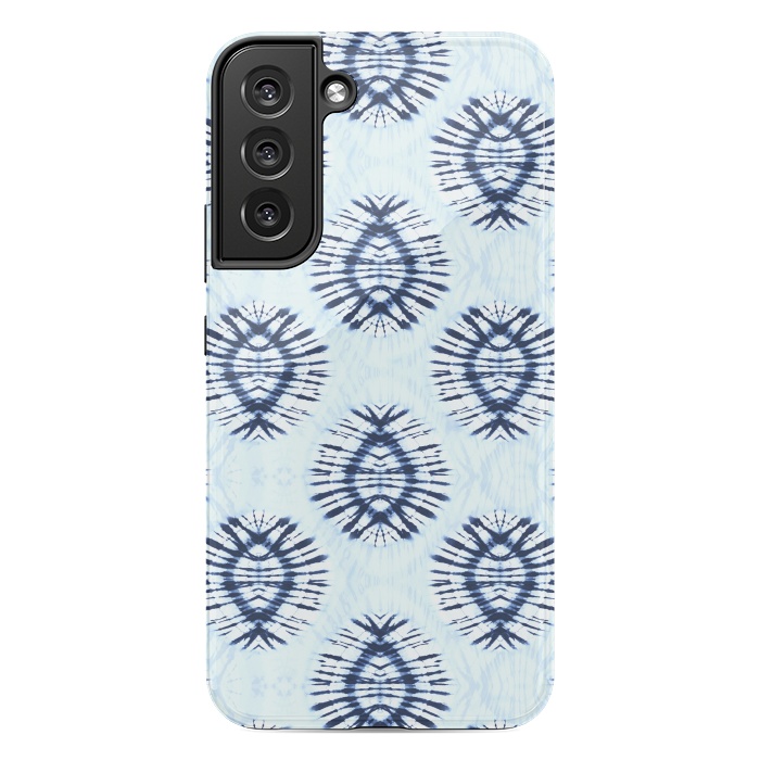 Galaxy S22 plus StrongFit Blue indigo tie dye spots by Oana 