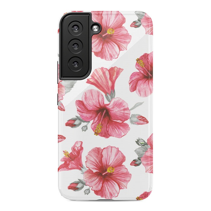 Galaxy S22 StrongFit Watercolor hibiscus flowers by Oana 