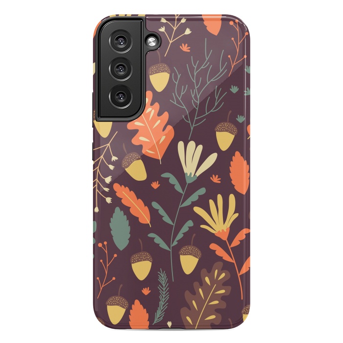 Galaxy S22 plus StrongFit Autumn Pattern With Red and Orange Leaves by ArtsCase