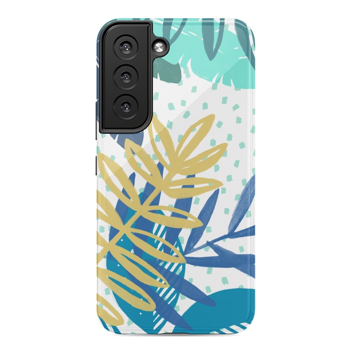 Galaxy S22 StrongFit Spotted modern tropical leaves by Oana 