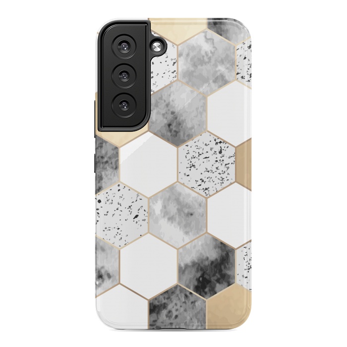 Galaxy S22 StrongFit Grey Marble and Watercolour Polygons by ArtsCase