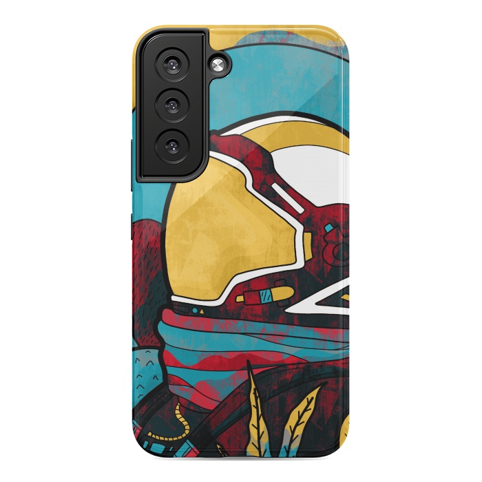 Galaxy S22 StrongFit The yellow astronaut explorer by Steve Wade (Swade)