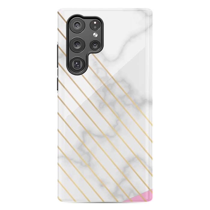 Galaxy S22 Ultra StrongFit Modern Marble Design Pink and Gray by ArtsCase