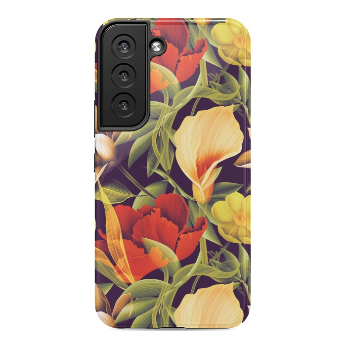 Galaxy S22 StrongFit Seamless Tropical Flower Plant and Leaf Pattern by ArtsCase