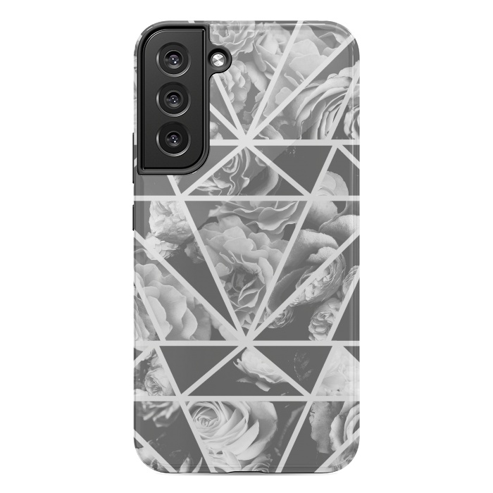 Galaxy S22 plus StrongFit Gray rose petals geo collage by Oana 