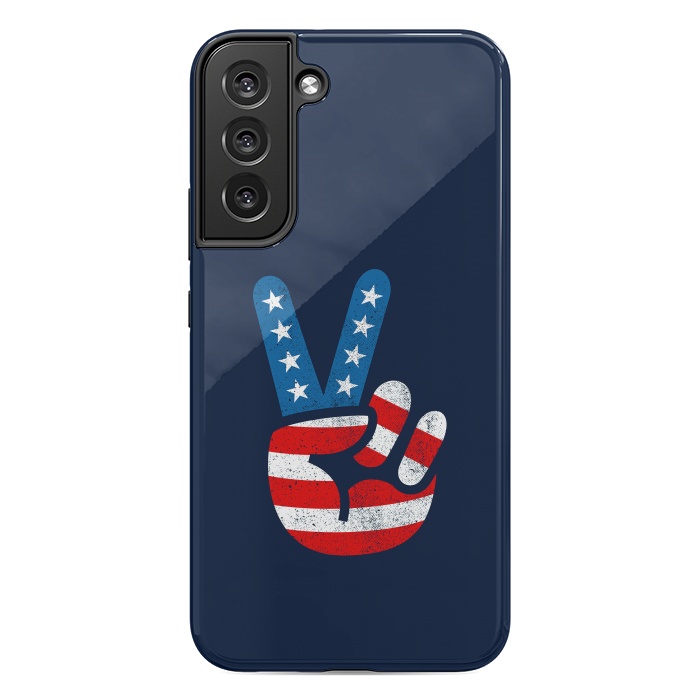 Galaxy S22 plus StrongFit Peace Love Hand USA Flag Vintage Solid 2 by Vó Maria