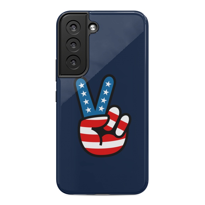 Galaxy S22 StrongFit Peace Love Hand USA Flag Vintage Solid 3 by Vó Maria
