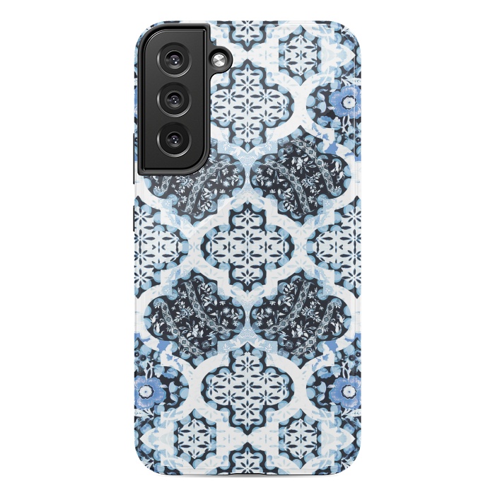 Galaxy S22 plus StrongFit Blue white Moroccan decorative mosaic by Oana 