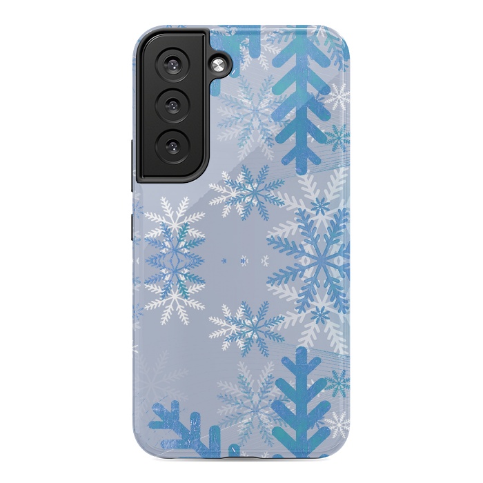 Galaxy S22 StrongFit Baby blue snowflakes Christmas pattern by Oana 