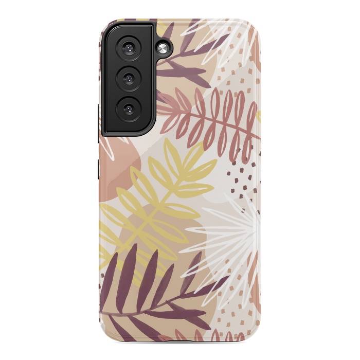Galaxy S22 StrongFit Modern tropical leaves and spots - terracotta by Oana 