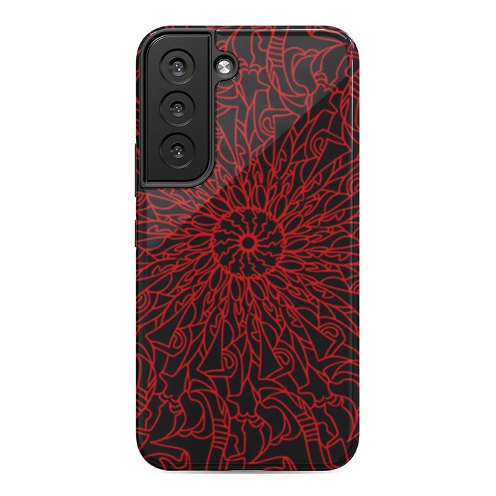 Galaxy S22 StrongFit Red Mandala intricate pattern by Josie