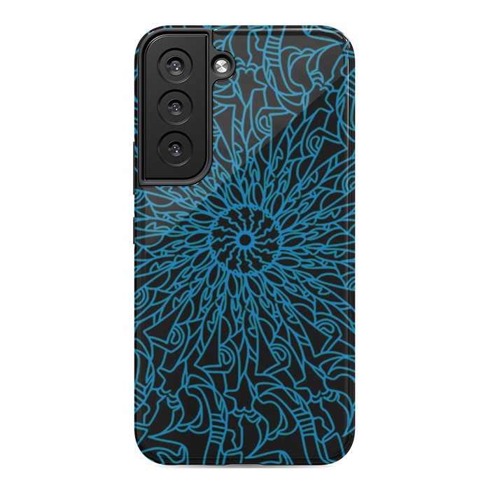 Galaxy S22 StrongFit Blue intricate pattern floral mandala geometry by Josie
