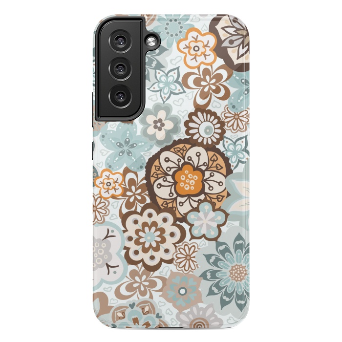 Galaxy S22 plus StrongFit Beautiful Bouquet of Blooms-Blue and Brown by Paula Ohreen