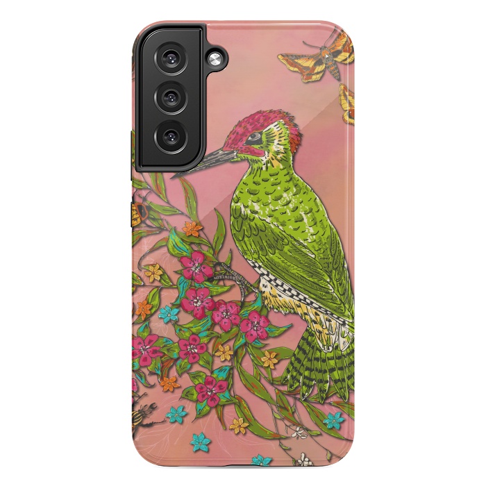 Galaxy S22 plus StrongFit Floral Woodpecker by Lotti Brown