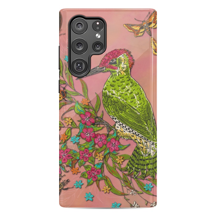 Galaxy S22 Ultra StrongFit Floral Woodpecker by Lotti Brown