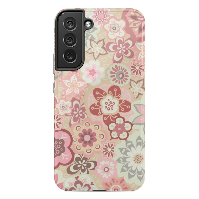 Galaxy S22 plus StrongFit Beautiful Bouquet of Blooms-Beige and Pink by Paula Ohreen