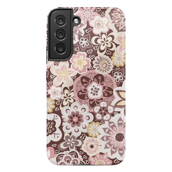 Galaxy S22 plus StrongFit Bouquet of Blooms-Brown and Yellow by Paula Ohreen