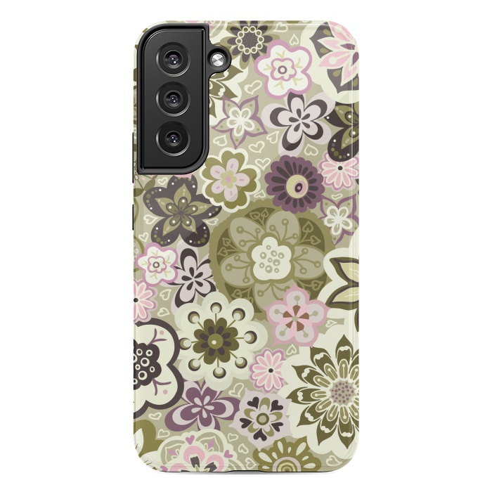 Galaxy S22 plus StrongFit Bouquet of Blooms-Green and Pink by Paula Ohreen