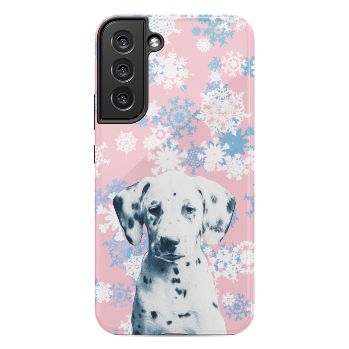 Galaxy S22 plus StrongFit Pink blue dalmatian and snowflakes by Oana 