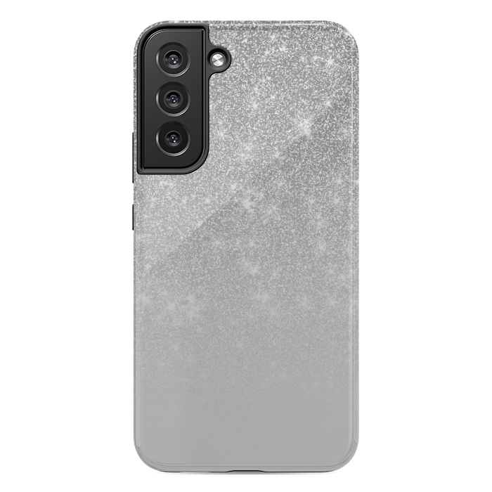 Galaxy S22 plus StrongFit Glam Silver Glitter Grey Ombre Gradient by Julie Erin Designs
