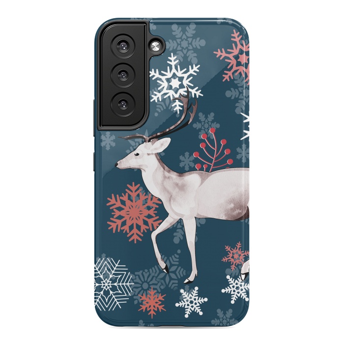 Galaxy S22 StrongFit Reindeer and snowflakes winter illustration by Oana 