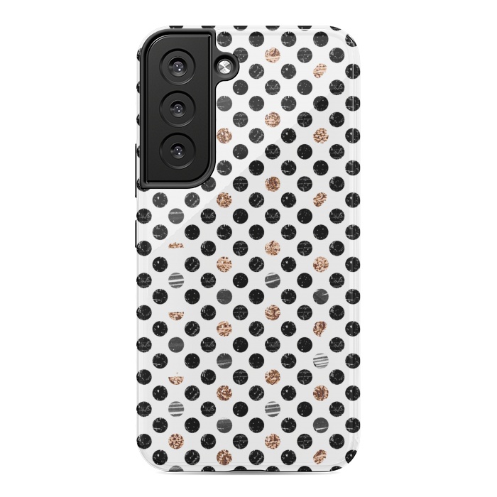 Galaxy S22 StrongFit Ink and gold glitter polka dots by Oana 