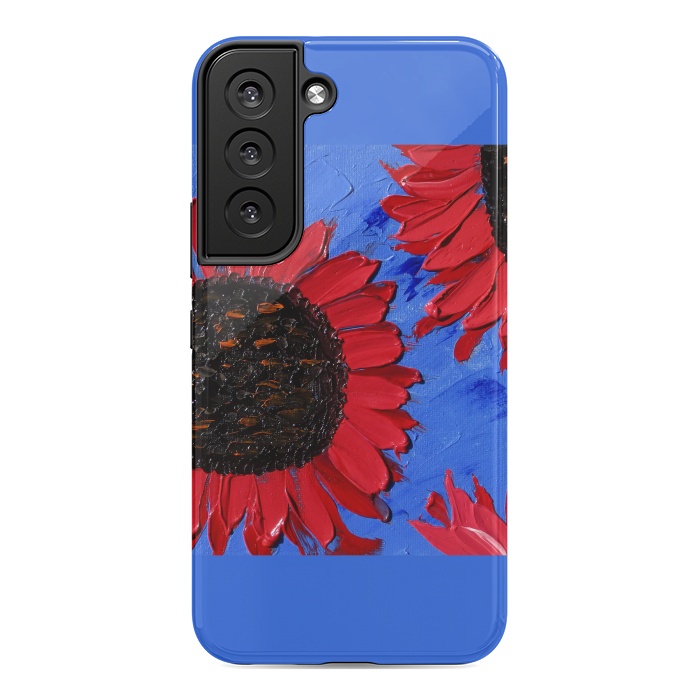 Galaxy S22 StrongFit Red sunflowers art by ArtKingdom7