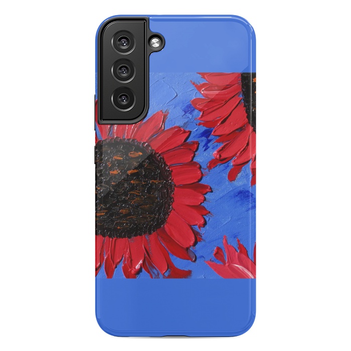 Galaxy S22 plus StrongFit Red sunflowers art by ArtKingdom7