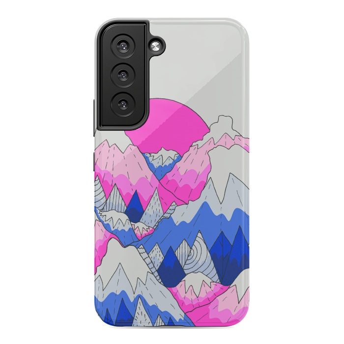 Galaxy S22 StrongFit The hot pink and blue peaks by Steve Wade (Swade)