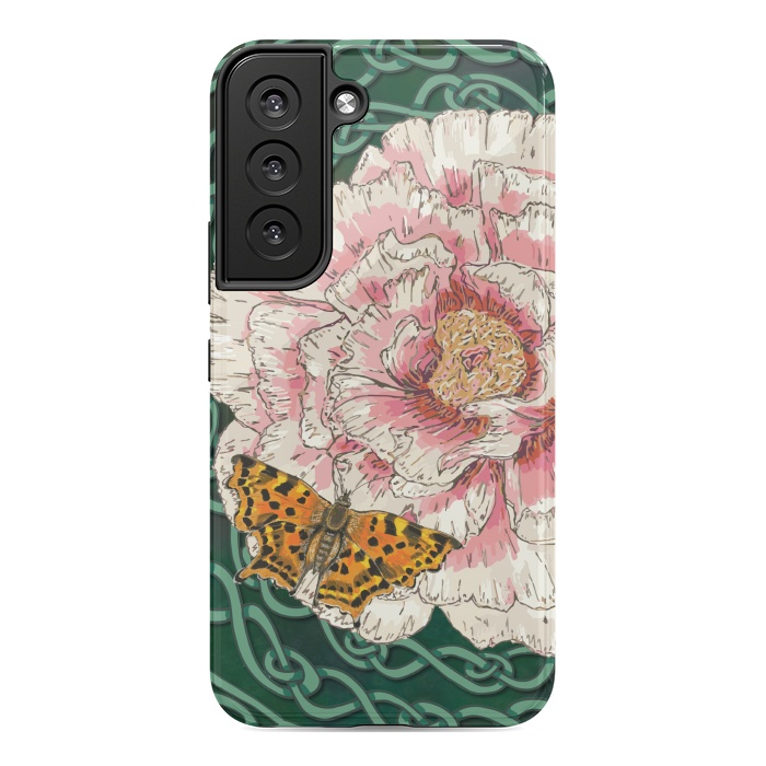 Galaxy S22 StrongFit Peony and Butterfly by Lotti Brown