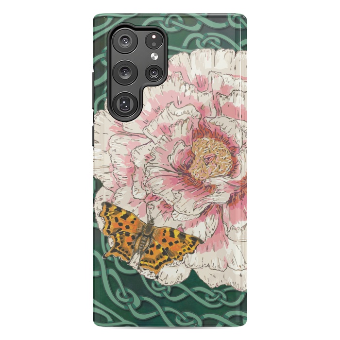 Galaxy S22 Ultra StrongFit Peony and Butterfly by Lotti Brown