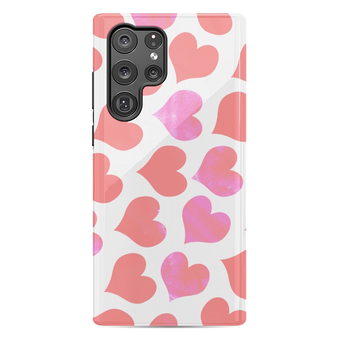 Galaxy S22 Ultra StrongFit Bold Red-Pink hearts by Oana 
