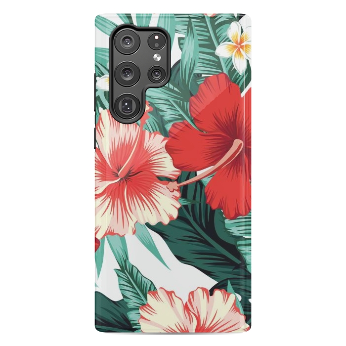 Galaxy S22 Ultra StrongFit Exotic Green Tropical Palm fern Leaves by ArtsCase
