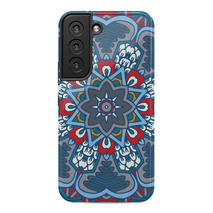 Galaxy S22 StrongFit blue red star flower mandala by haroulita