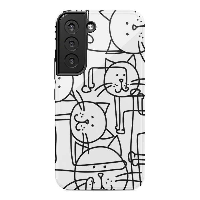 Galaxy S22 StrongFit black white doodle cats by haroulita