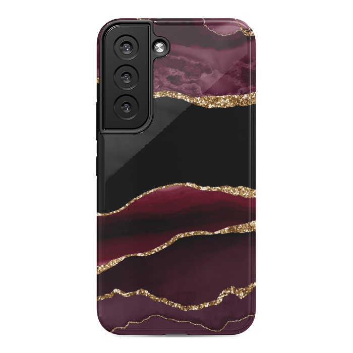 Galaxy S22 StrongFit burgundy agate marble by haroulita