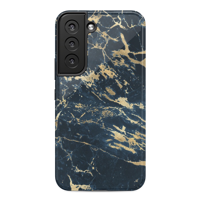 Galaxy S22 StrongFit dark blue gold marble by haroulita