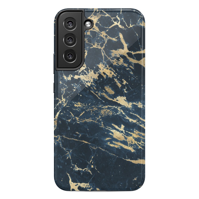Galaxy S22 plus StrongFit dark blue gold marble by haroulita