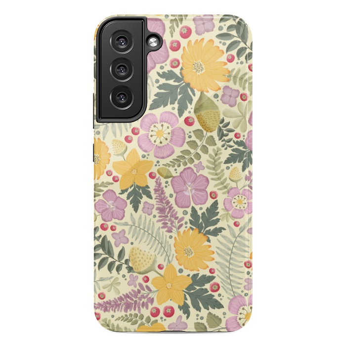 Galaxy S22 plus StrongFit Olive's Garden in Yellow and Pink by Paula Ohreen