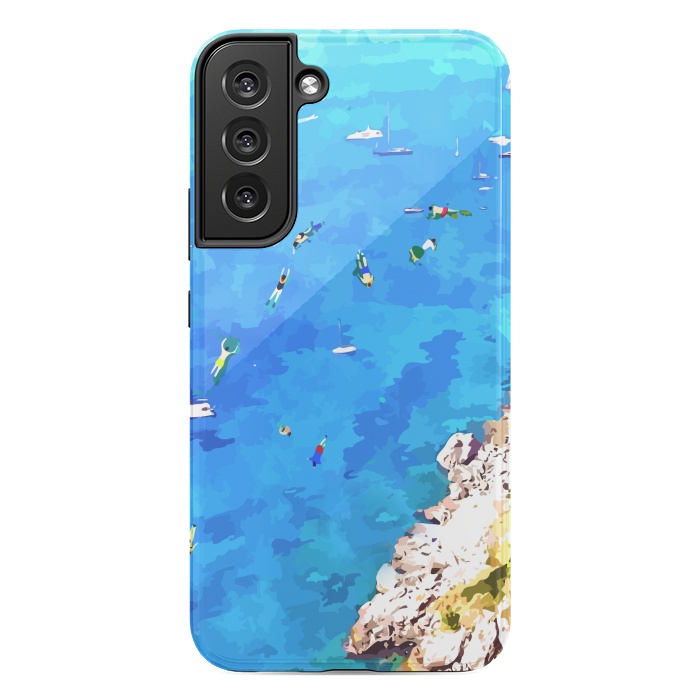 Galaxy S22 plus StrongFit Capri Island, Italy Tropical Travel, Nature Landscape Painting, Ocean Beach Summer Illustration by Uma Prabhakar Gokhale