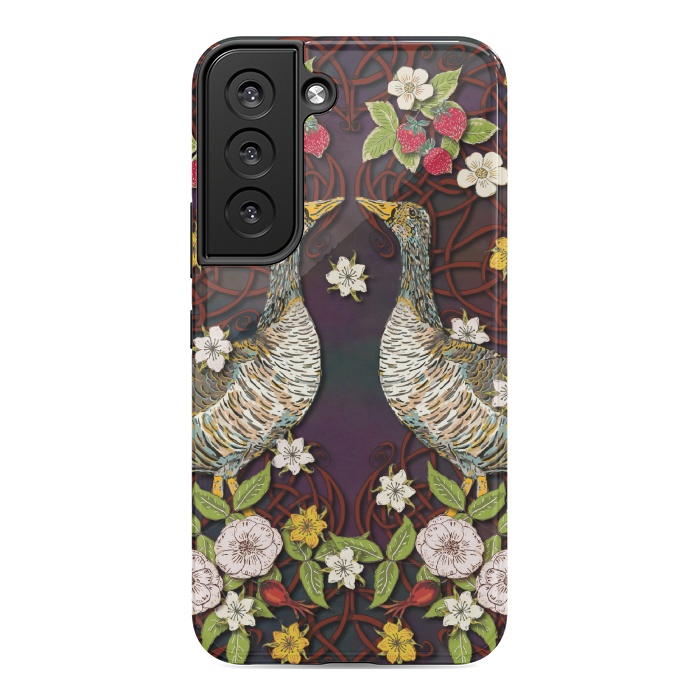Galaxy S22 StrongFit Summer Strawberry Geese by Lotti Brown