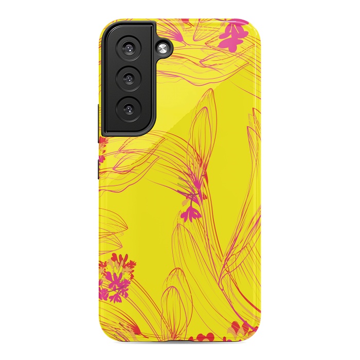 Galaxy S22 StrongFit abstract pink yellow florals by MALLIKA
