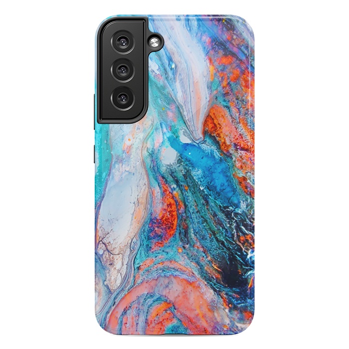 Galaxy S22 plus StrongFit Marble Effect Color Pouring Acrylic Abstract Painting by BluedarkArt